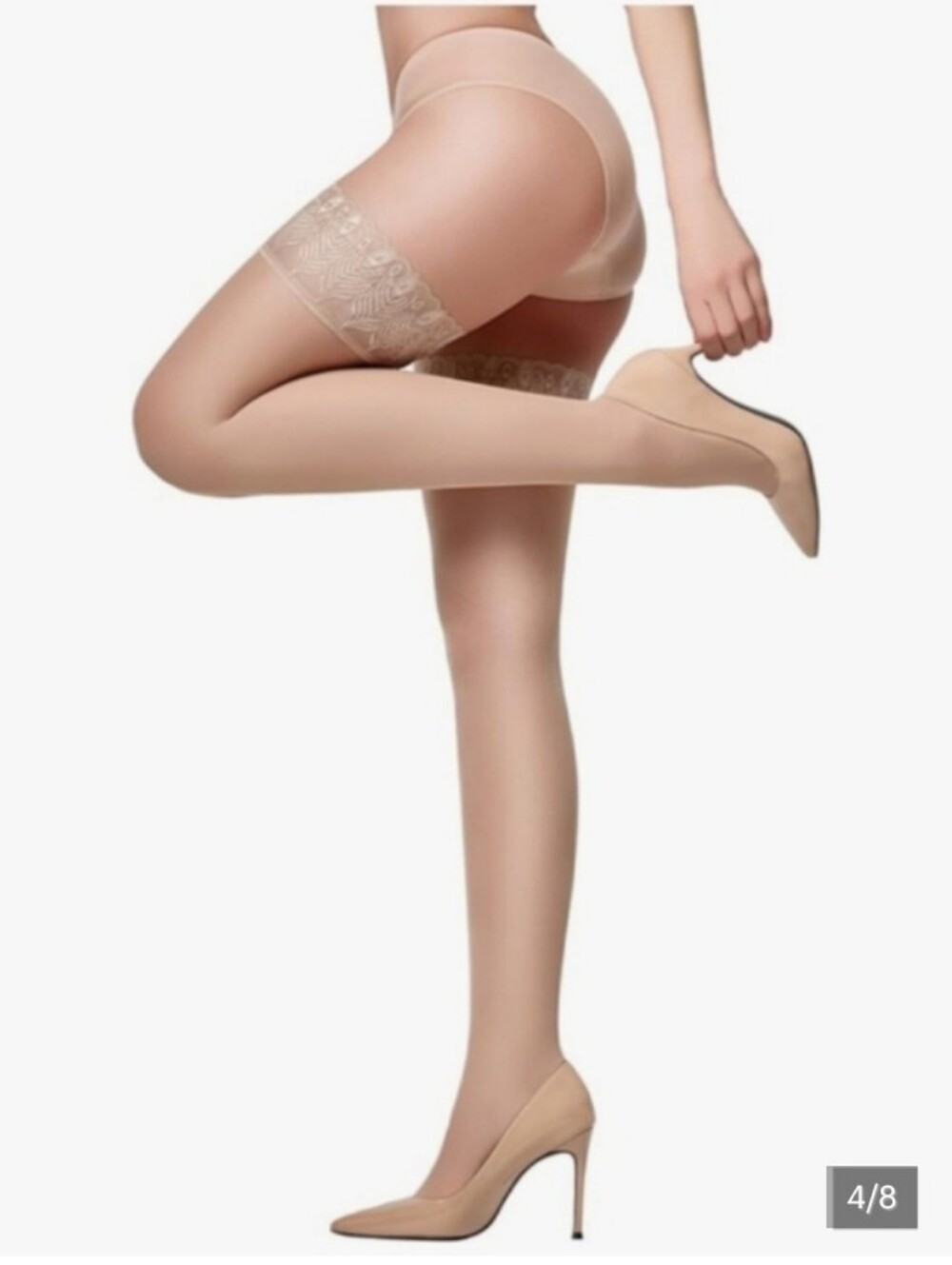 Thigh Highs/ Lace Top/sz L...Nude,,,Italy..brand-labella...New Pair